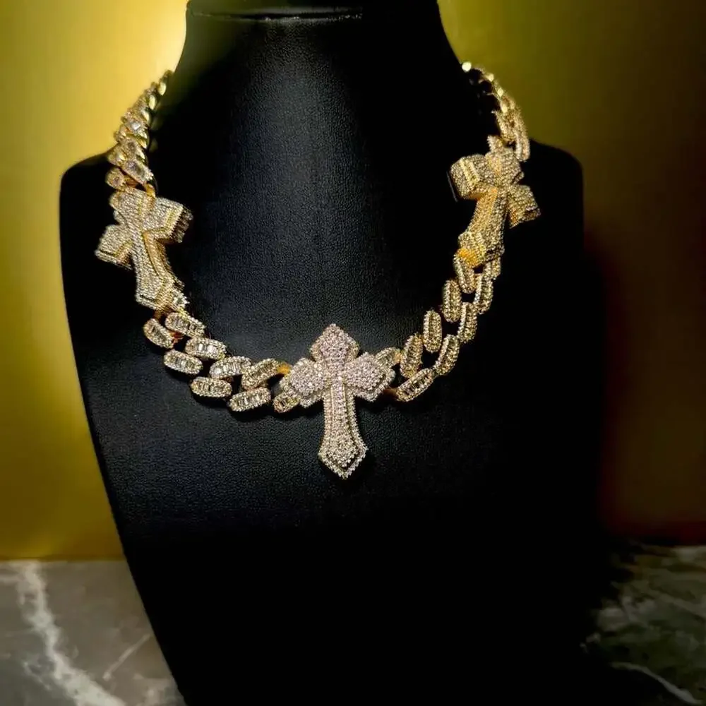 Gold Cross Cuban Link Chain 811 C